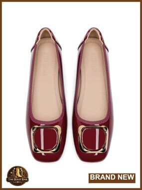 Faux Leather Square Toe Ballet Flats Slip On Women's Shoes